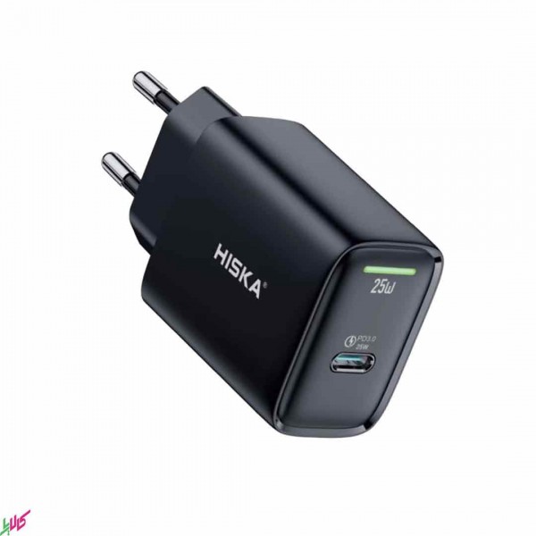 شارژر دیواری HISKA مدل H-118GAN به همراه کابل TYPE-C