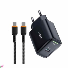 شارژر دیواری HISKA مدل H-118GAN به همراه کابل TYPE-C