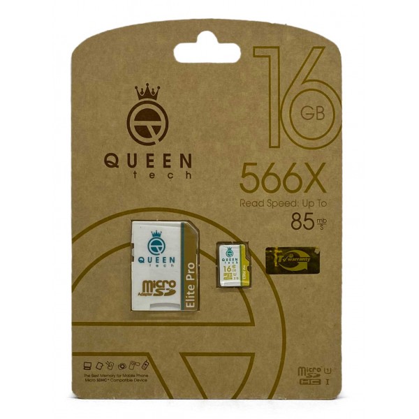 کارت حافظه QUEEN TECH 16G کلاس 10 سرعت 85MB/S همراه با آداپتور