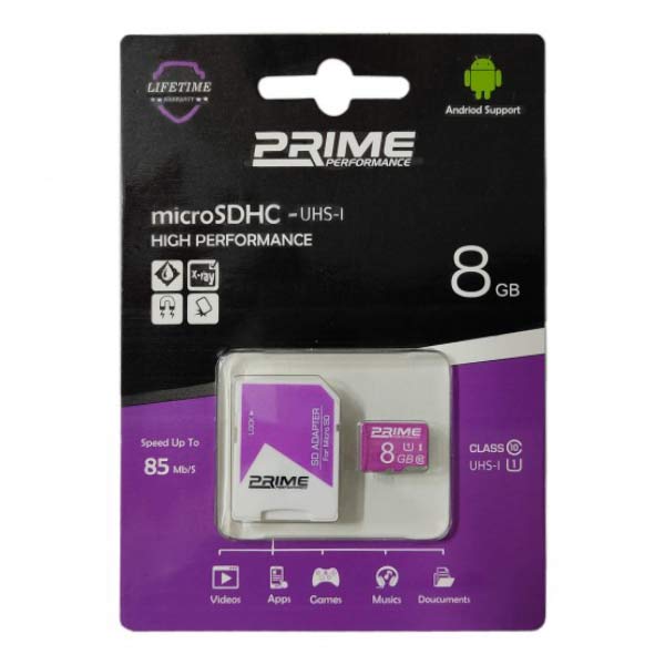 کارت حافظه Prime 8G کلاس 10 U1 سرعت 85MB/S