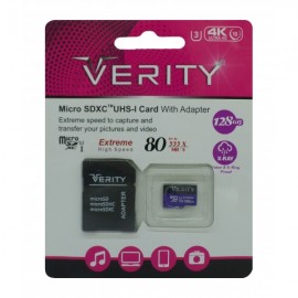 کارت حافظه Verity Extreme Micro SDHC 128GB سرعت ADAPTER + 80MB/S