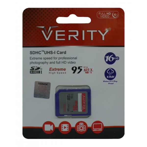 کارت حافظه VERITY 16G SD کلاس 10 سرعت 95MB/S