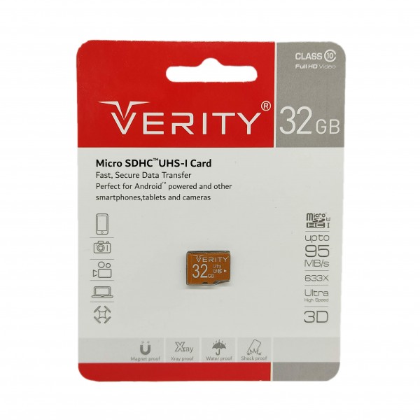 کارت حافظه VERITY کلاس U1 10 سرعت 95MB/S ظرفیت 32گیگابایت