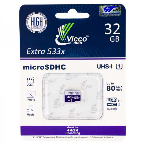 کارت حافظه VICCO extra 533 با ظرفیت 32g سرعت 80mb